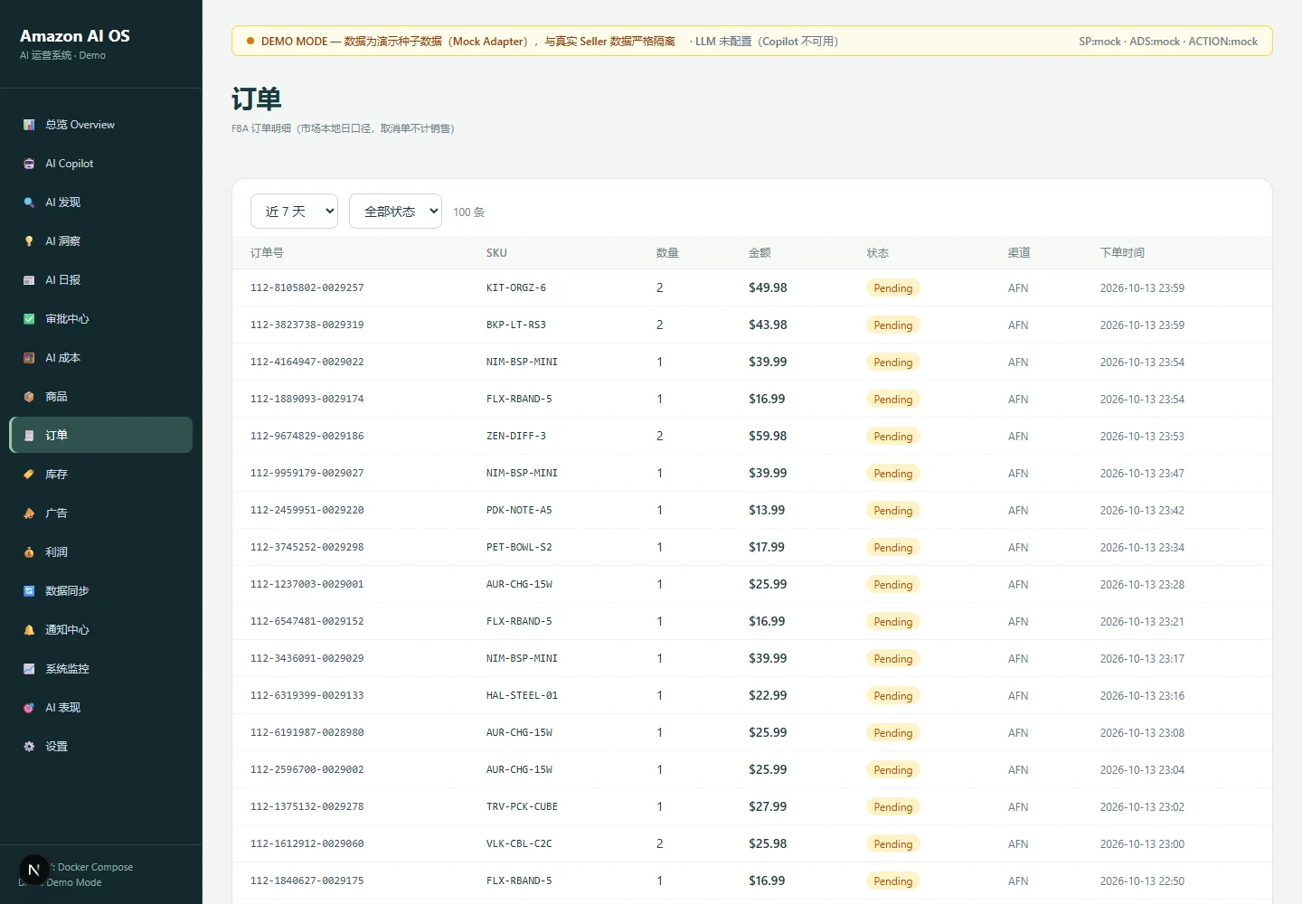 演示订单明细与经营关联