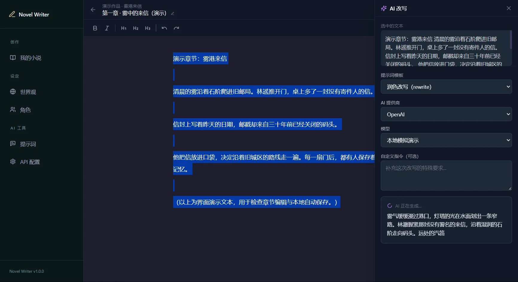 本地模拟接口逐段返回