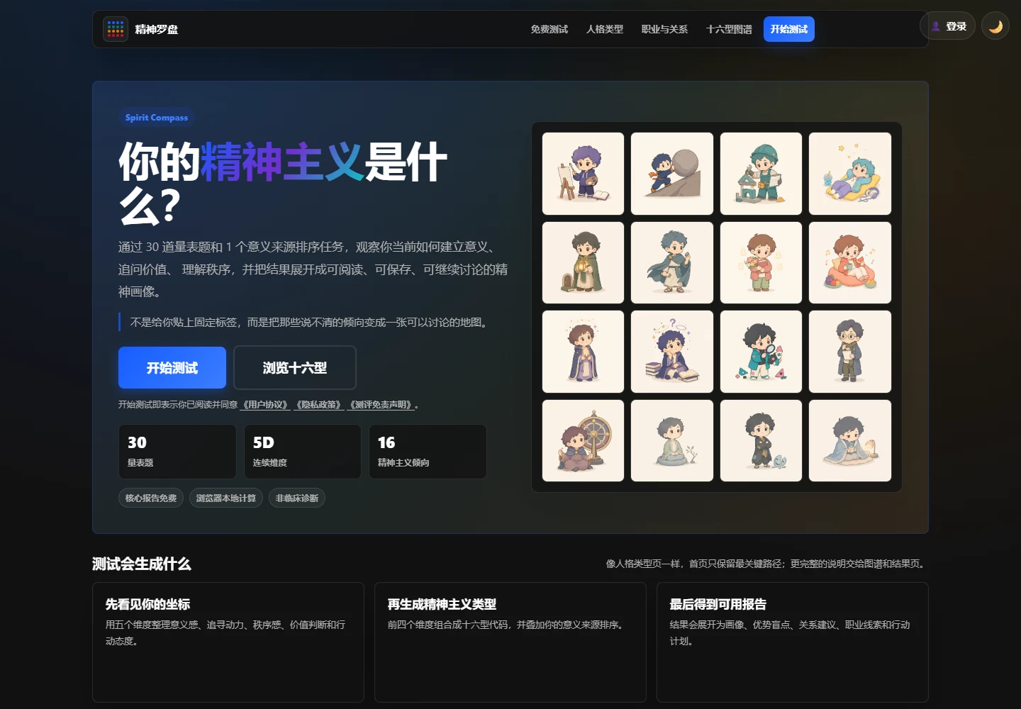 自我探索首页与十六型